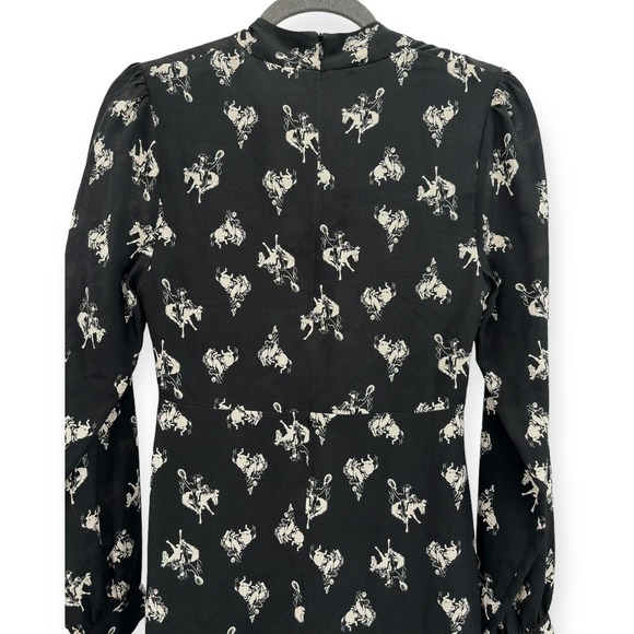 RE/DONE X Levi’s 60s Cowboy Necktie Equestrian Print Black Mini Dress Size Small - Picture 13 of 14